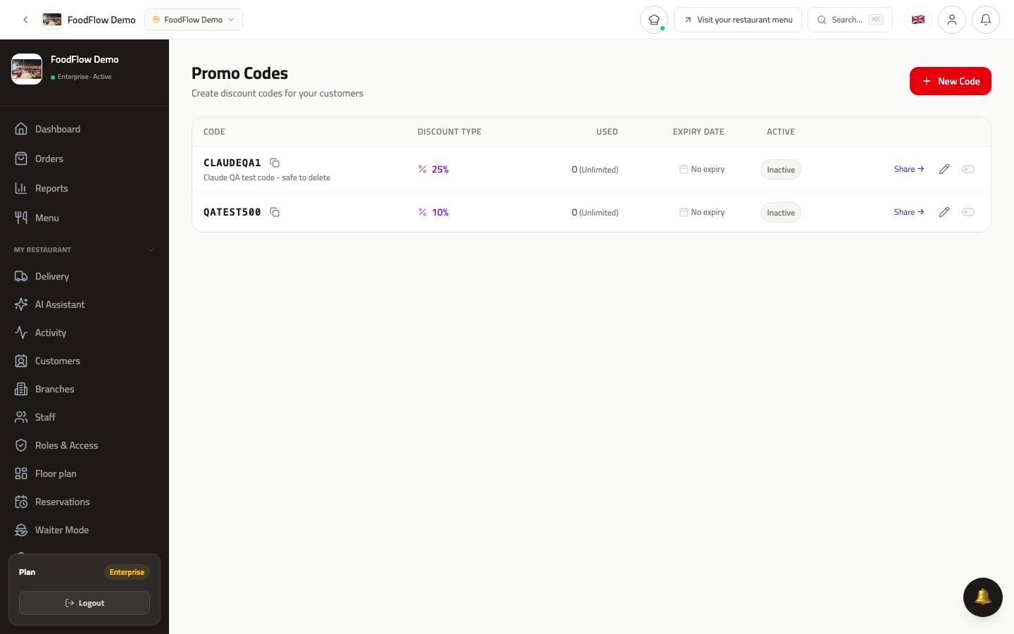 Promo Codes