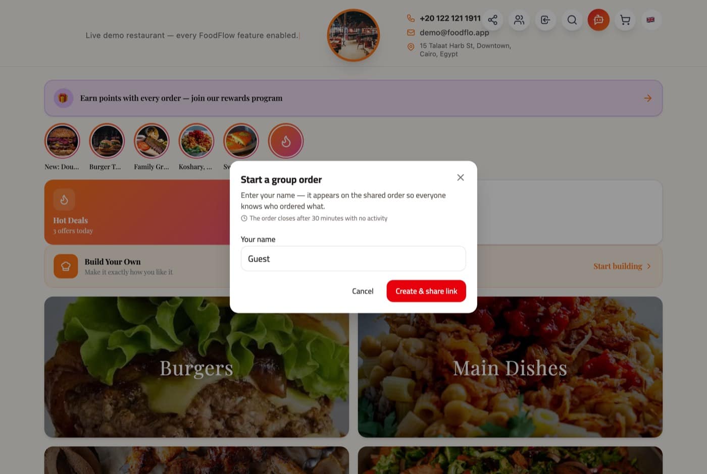 Group order dialog